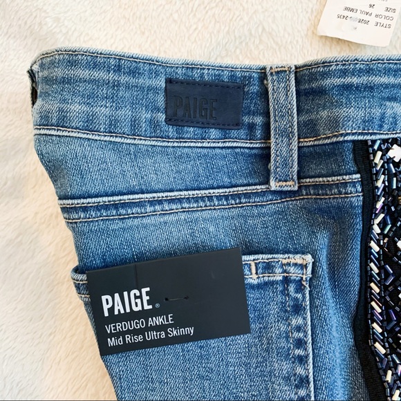 NWT Paige Verdugo Ankle Skinny Jean Beaded Sides - Picture 6 of 14
